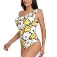 thumbnail image 3 of Yiaed Cartoon Chicken Print Women One Piece Swimsuits Tummy Control One Shoulder Bathing Suits Pattern Ruffle Swimwear-Large, 3 of 8