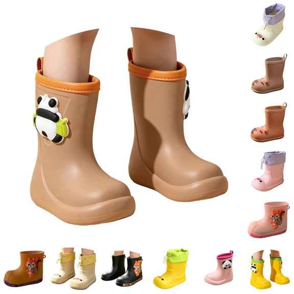 LIIPEE Boys Girls Rain Boots Kids Unisex Cartoon Outdoor Fashion Waterproof Shoes Wet Weather Cute Comfortable Soft Daily Non- Outsole Footwear,2.5-3 Years