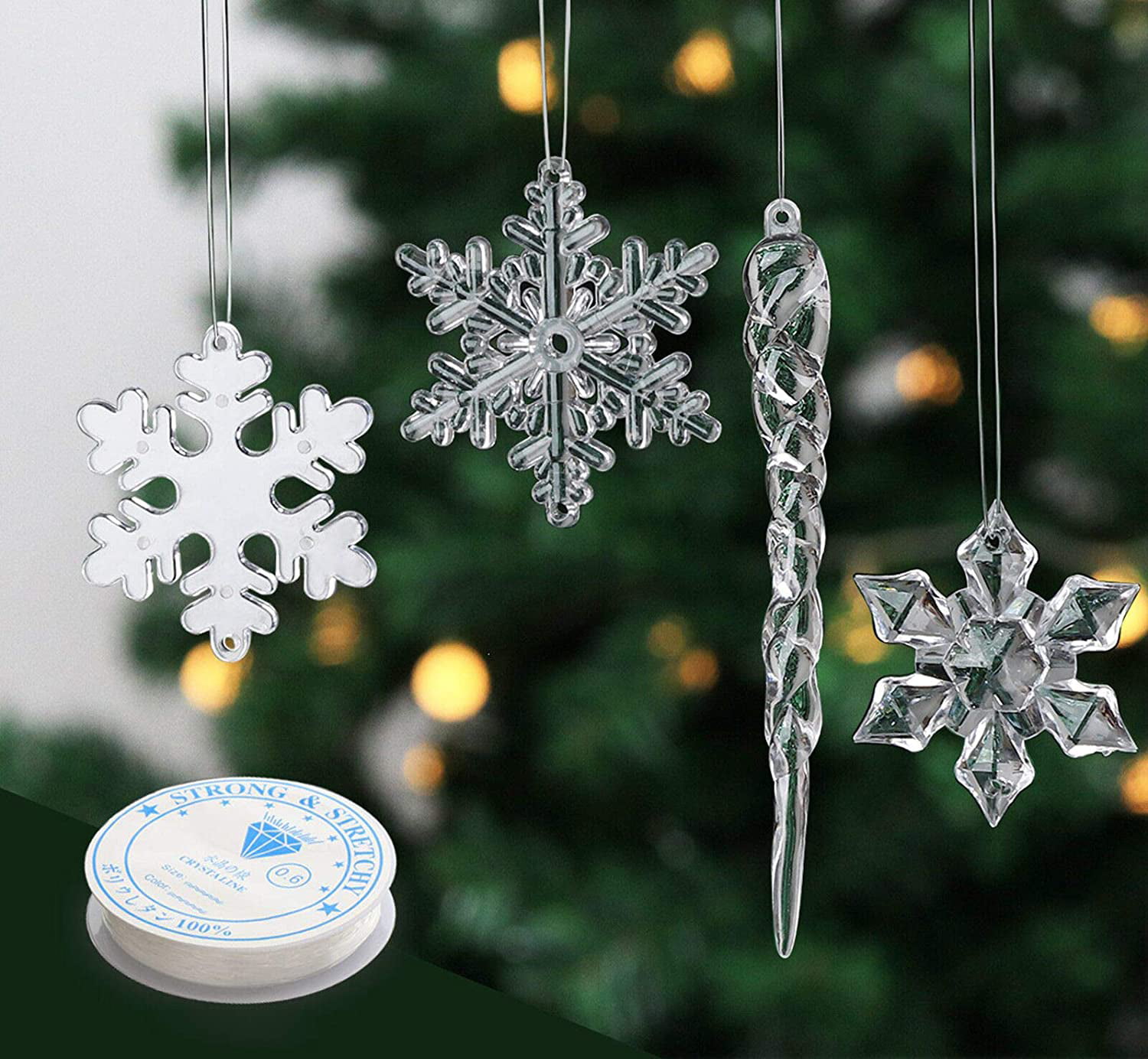 Hanging Crystal Snowflake Christmas Tree Ornament Home Party Decoration Pendant 