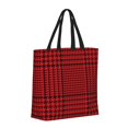 thumbnail image 2 of Naloa Red Black Houndstooth Tote Bag for Women, Foldable Tote Bag With Zipper, Large Shoulder Bag, Top Handle Handbag for Travel, Work, Shopping, 2 of 9
