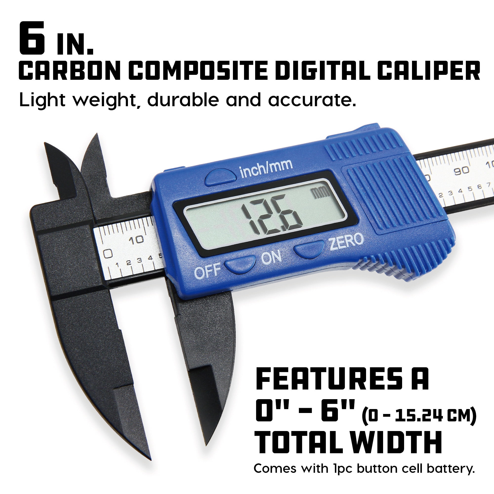 Powerbuilt 6" Carbon Fiber Composite Digital Calipers - 647740M