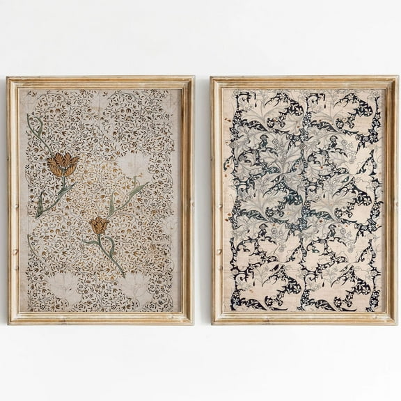 UNFFRAMED Luvia Set of 2 Vintage Botanical Poster, Antique Sketch Floral Artwork Neutral Flower Wall Art, Prints for Bedroom or Living Room Set 2 Prints 8x12