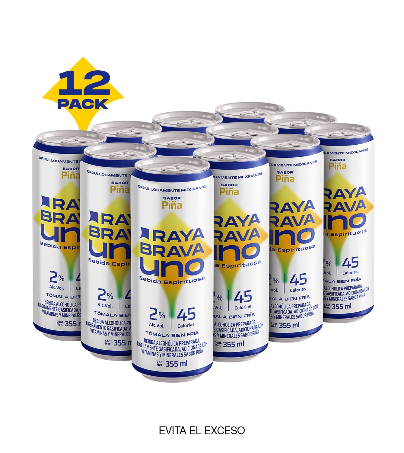 Raya Brava Uno Piña - Bebida Espirituosa con 2% Alc. 12 pack | Bodega ...