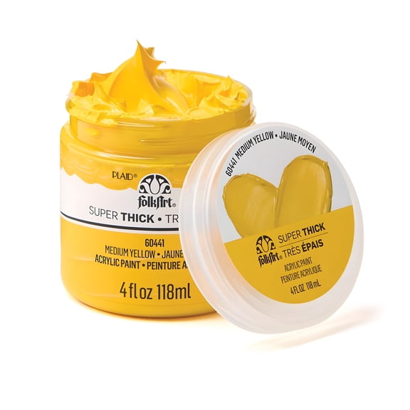 FolkArt Super Thick Acrylic Craft Paint, Matte Finish, Medium Yellow, 4 fl oz