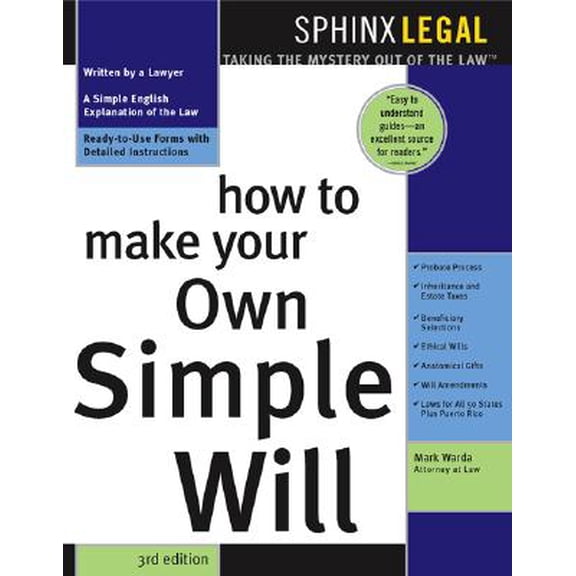How to Make Your Own Simple Will: How to Make Your Own Simple Will (Edition 3) (Paperback)
