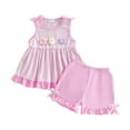 thumbnail image 3 of Ccpelsie Girls Short Set Two Piece Summer Outfit Short Sleeve Top and Shorts Kids Shorts Outfit Set for Toddler(Red,4-5 Years), 3 of 3
