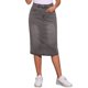thumbnail image 1 of Faldas de mezclilla para mujer Inspire Chic, de cintura alta, con cremallera, abertura trasera, midi, con bolsillos, gris, talla S, 1 of 6