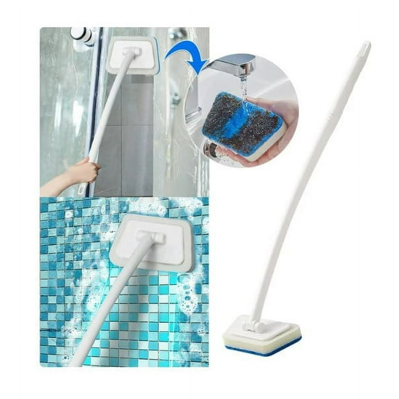 Tub Shower Scrubber for Cleaning with Long Handle, Removable Bathtub Brush Multifunctional Wall Tile Brush, Window Glass Sponge Cleaning Brush Long Handle Decontamination Floor Bru