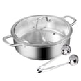 thumbnail image 6 of 11.02in Stainless Steel Hot Pot with Glass Lid, Easy to Clean, Dual-Sided Cooking Pot for Household Silver, 6 of 12