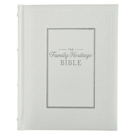 NLT Family Heritage Bible, Large Print Family Heirloom Devotional Bible for Study, New Living Translation Holy Bible Vegan Leather Hardcover, Additional Interactive Content, White