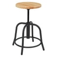 thumbnail image 2 of 19" - 25" Height Adjustable Swivel Stool, Wooden Seat and Black Frame, 2 of 6
