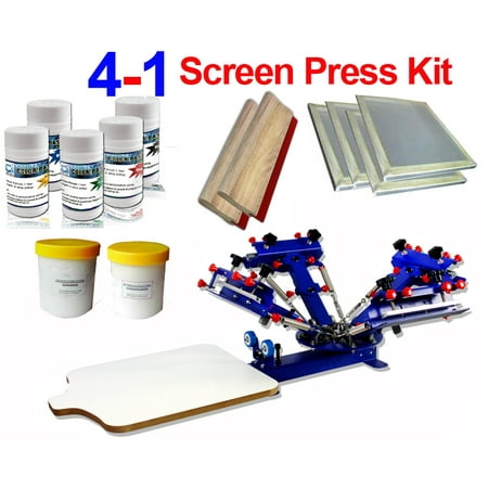 Techtongda 4 Color 1 Station Screen Printing Kit Adjustable Minitrim Printing Press Screen Printer Tools