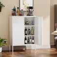 thumbnail image 4 of Elegant Metal Storage Cabinet with Legs, 2 Door Metal Locker Style Accent Storage Cabinet with 2 Adjustable Shelves for Home,Office,Entryway,White, 4 of 7