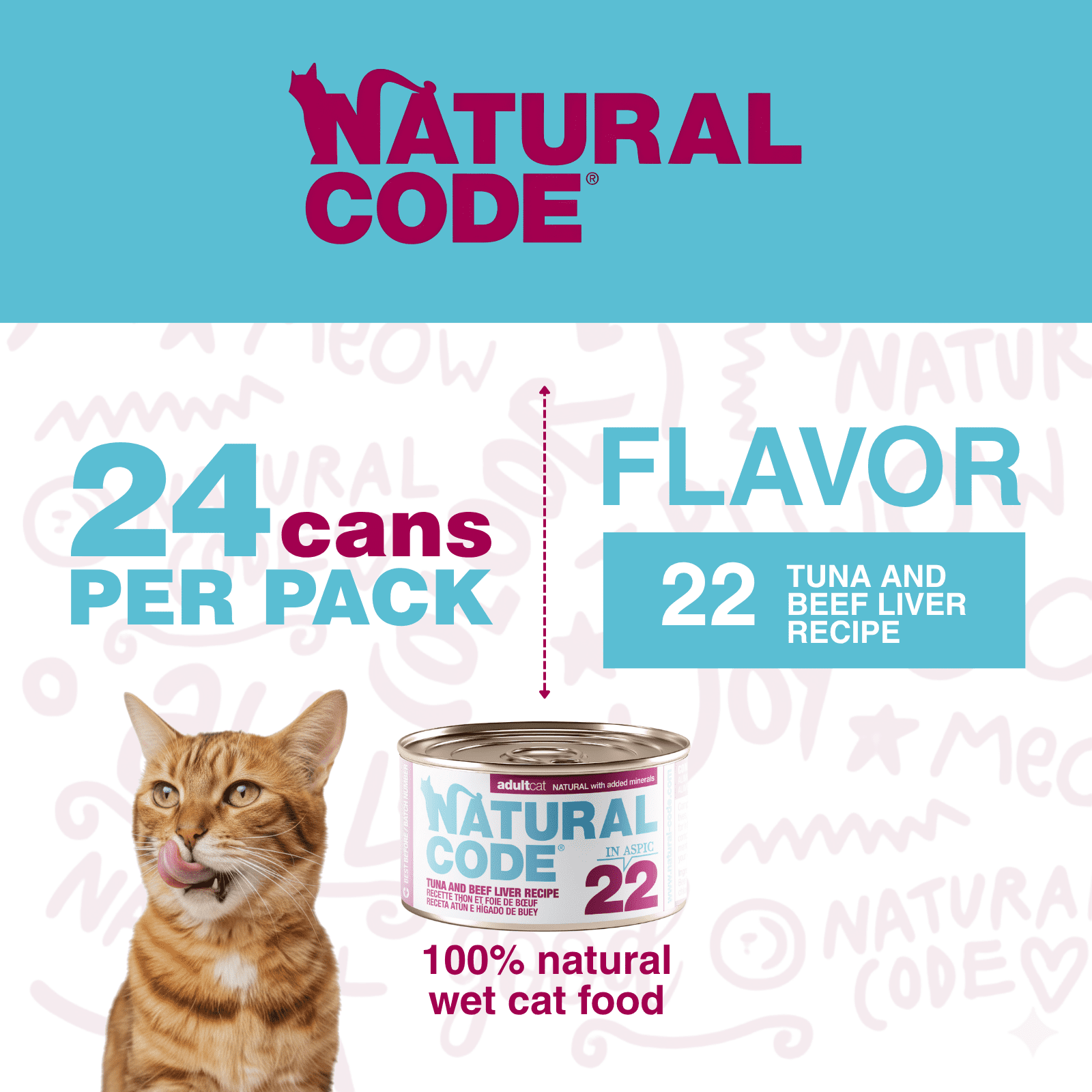Natural Code - Wet Cat Food, Limited Ingredient Cat Food, High-Protein, Non-GMO, No Artificial Additives, Made In Italy, Tuna and Beef Liver in Aspic for Adult Cats (3 oz, 24 Pack)
