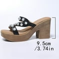 thumbnail image 4 of Viluyesy Women's Block Heeled Sandals, Peep Toe Slip-On Fashion Pearl Summer Thick Sole Fashion Dress Shoes Black, 4 of 9