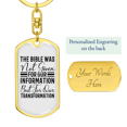 thumbnail image 3 of Bible Transformation Stainless Steel or 18k Gold Premium Swivel Dog Tag Keychain, 3 of 8
