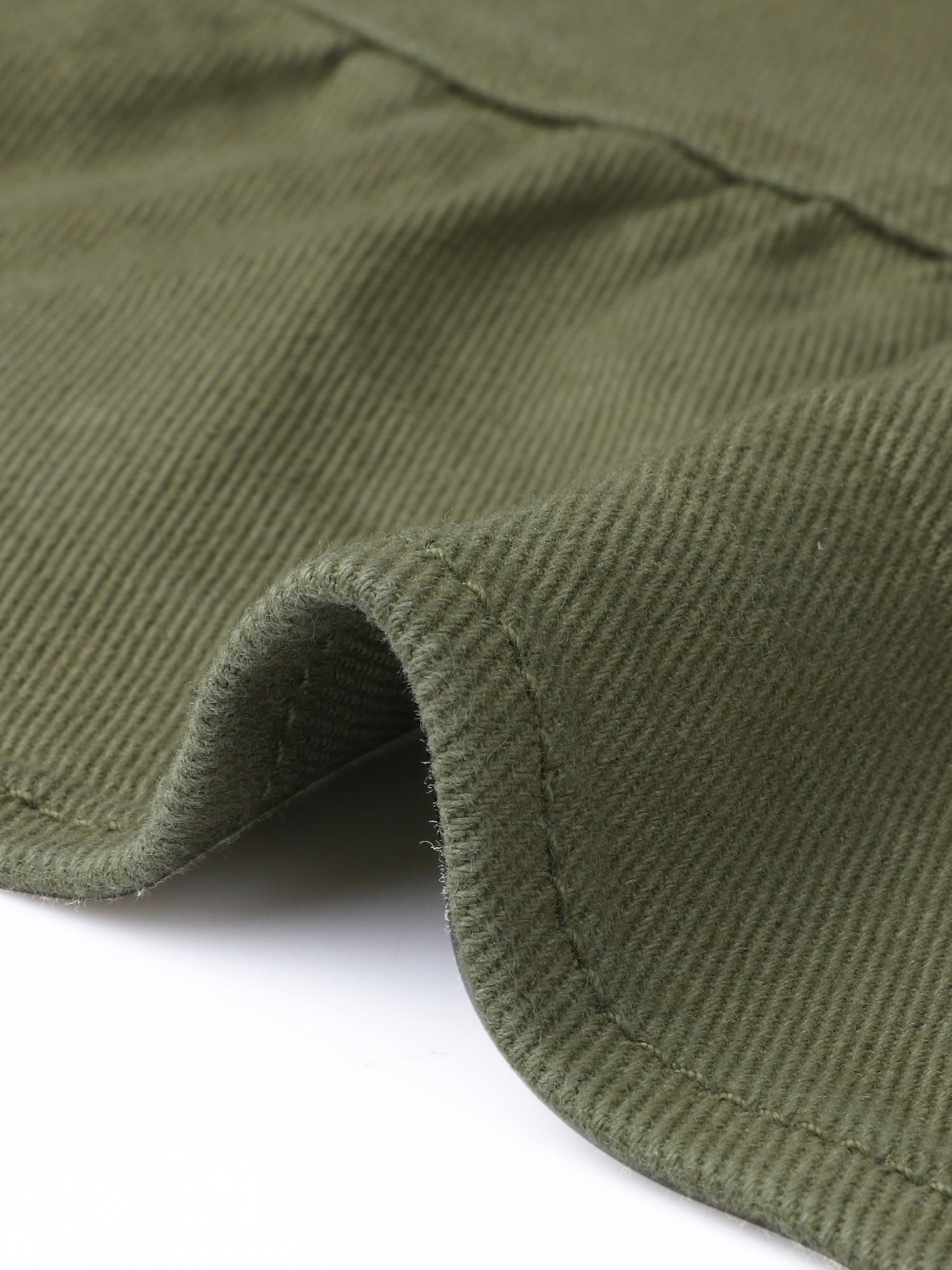 DARING DIVA Women's Peplum Hem Button Down Collarless Jean Jacket S Army Green