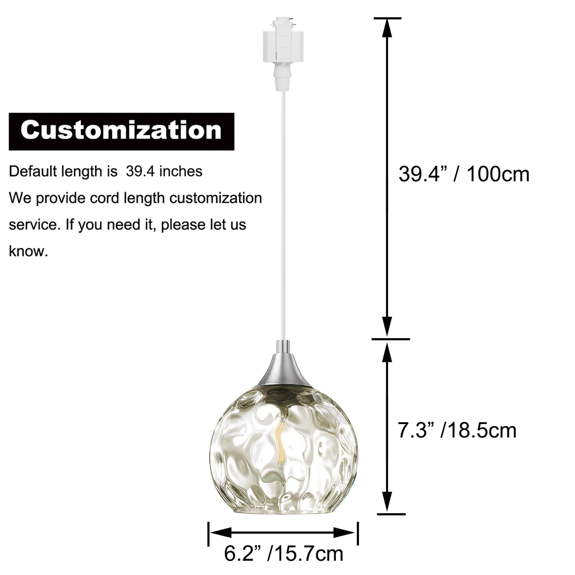 Kiven J-Type track lighting pendants Dimmable,Modern J track pendant lights with Amber Glass Globe,Decorative Track Lighting Fixture for Kitchen Hallway Restaurant Shop(3-Light)