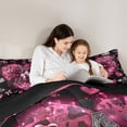 thumbnail image 5 of Homewish Initial A Letter Queen Comforter Set, Kawaii Princess Bowknot Bedding Sets, Romantic Love Heart Reversible Bedding Comforter Set, Breathable Home Decor, 3 Pieces, 5 of 8