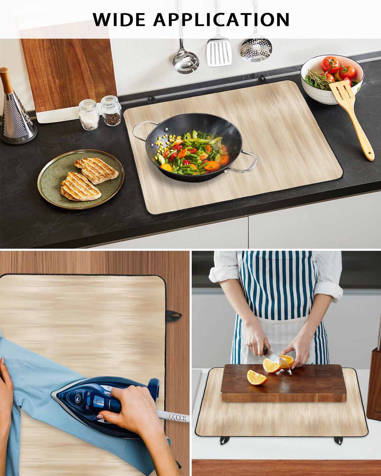Large Induction Cooktop Protector Mat Orange Brown Stove Top Covers for Electric Stove, Modern Abstract Art Ombre Striped Decorative Stove Burner Cover Mats, Glass Top Stove Cover