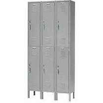 Double Tier Locker, 36"W x 15"D x 78"H, 6 Door Unassembled, Gray
