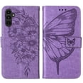 thumbnail image 3 of Case For Samsung Galaxy A24 4G Magnetic Flip Cover Embossing Butterfly Premium Leather, 3 of 5