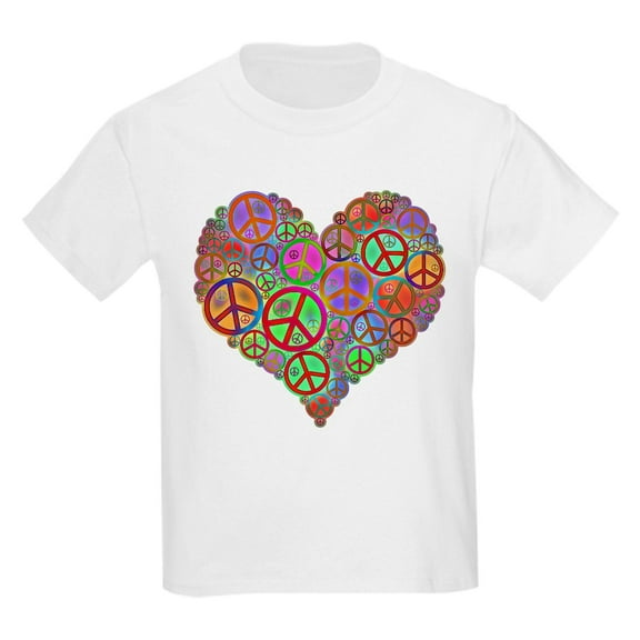 CafePress - Peace Sign Heart Kids T Shirt - Light T-Shirt Kids XS-XL