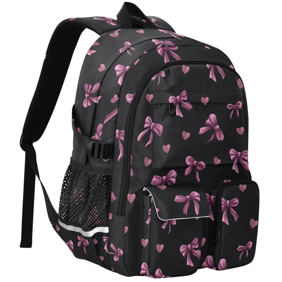 ALAZA Pink Purple Bows Print Student Backpack School Bookbag Large Laptop Daypack Travel Bag