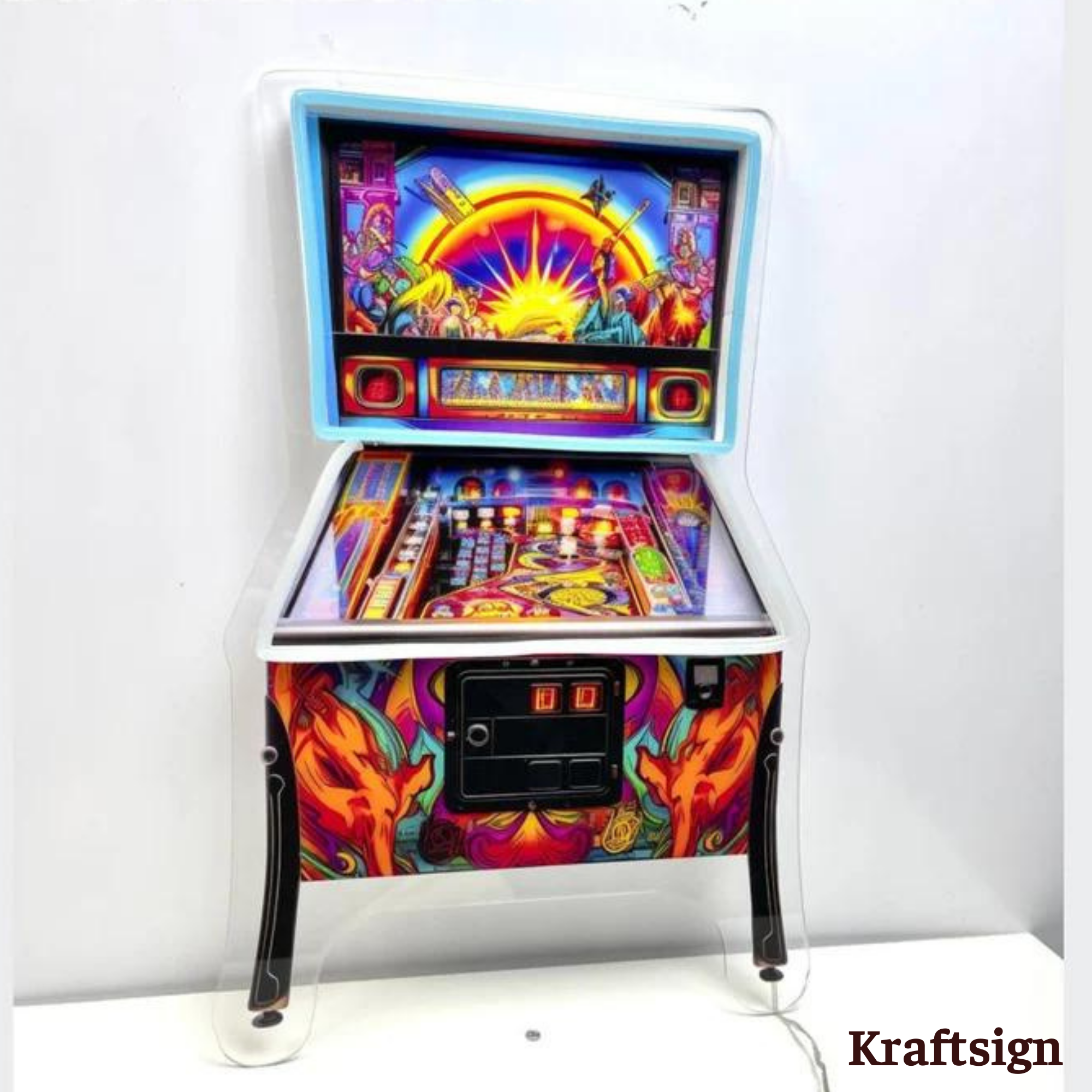 Craftnamesign Pinball Game Neon Acrylic Print Sign, Pinball Led Sign, Pinball Sign, Pinball Decor