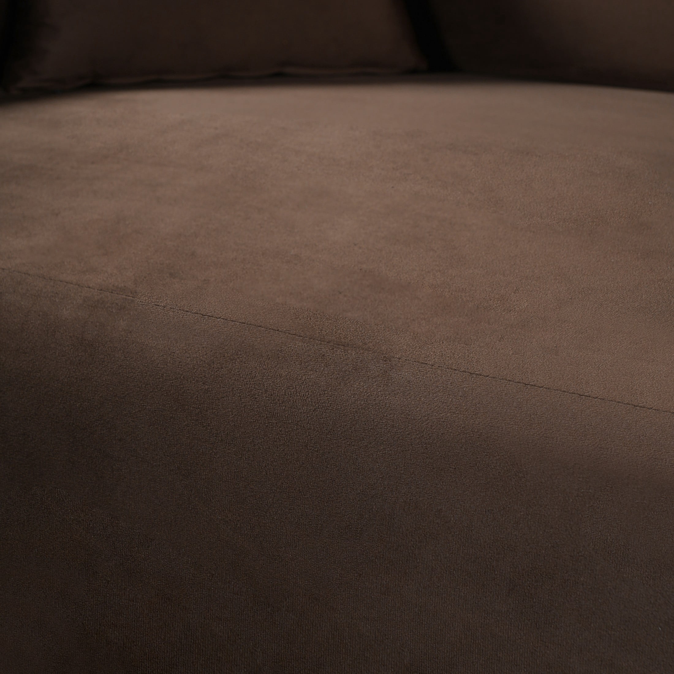 Christopher Knight Home 89.3" Modern Velvet Sofa with Throw Pillows, 3 Seats, Solid Wood Base, Brown