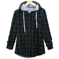 thumbnail image 1 of Dnzceghtig Camisa con Capucha Chaqueta A Cuadros para Mujer Manga Larga con Botones Top Casual Moda Estilo Novio Bolsillos Superiores, 1 of 2