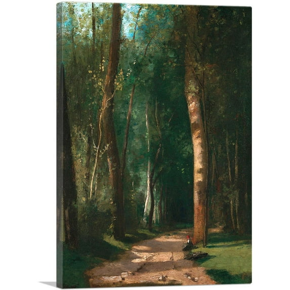 ARTCANVAS Driveway In a Forest 1859 Canvas Art Print by Camille Pissarro - Size: 40" x 26" (0.75" Deep)