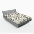 thumbnail image 2 of Ambesonne Vintage Fitted Sheet, Watercolor Magnolia Flowers, Queen Size, Hunter Green and Dried Rose, 2 of 5