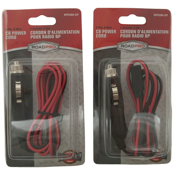 Lot of 2 RoadPro RPPSCBH-2CP 2-Pin CB Radio Replacement Power Cord Lighter Plug