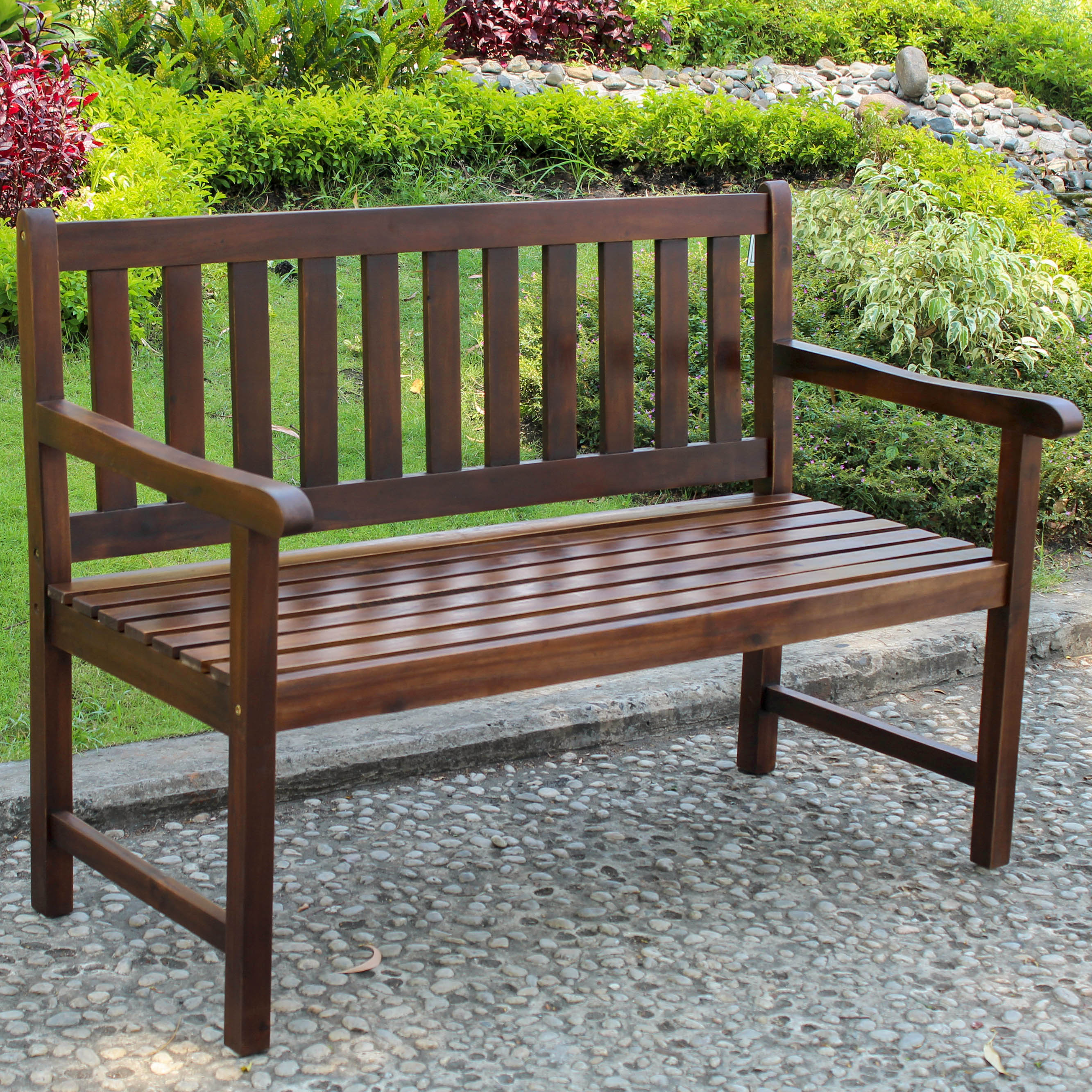 International Caravan Highland Acacia Stain 48.25 in. Patio Park Bench - image 2 of 3
