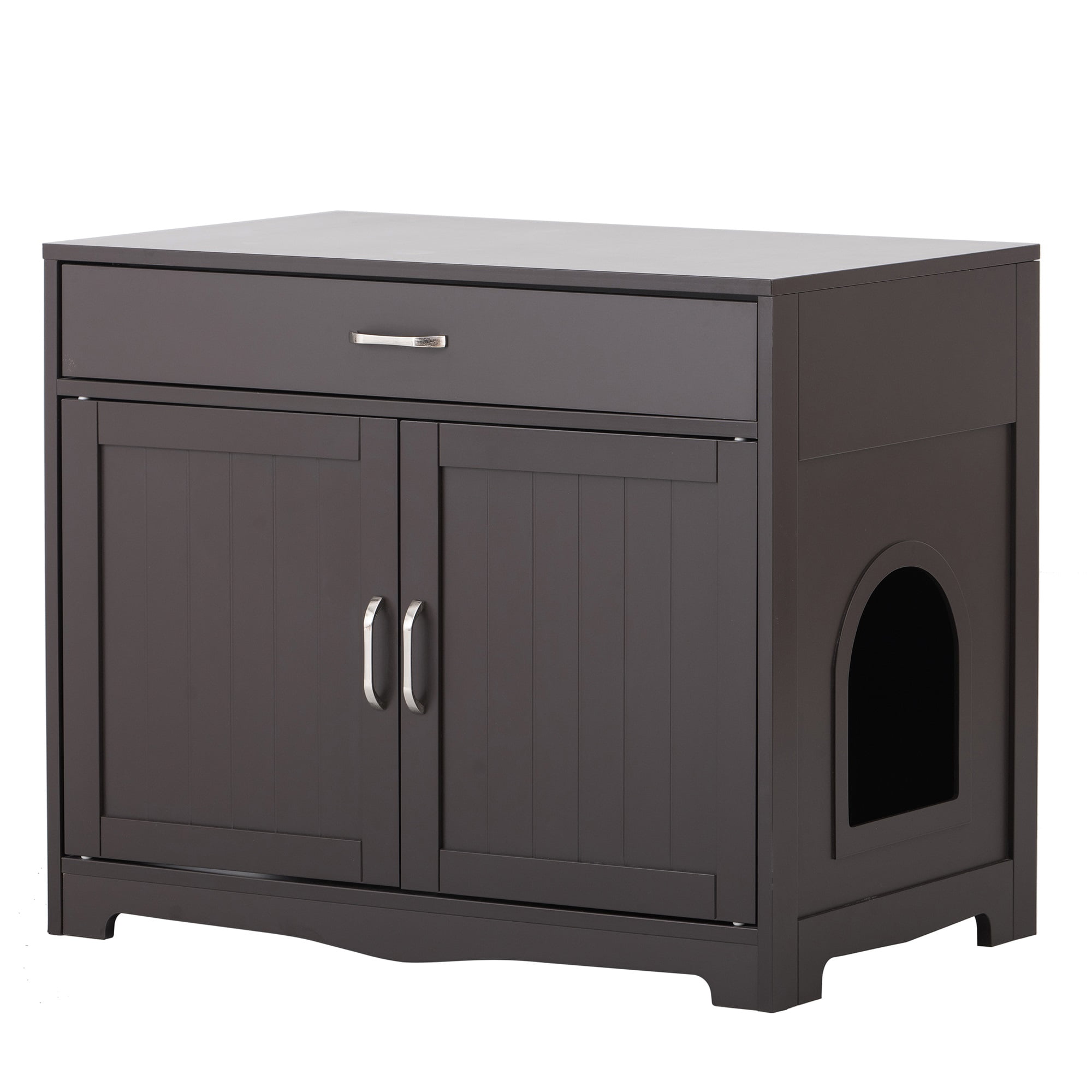 Pefilos 31" Cat Litter Box Enclosure, Hidden Cat Washroom Furniture with Divider, Large Wooden Pet House, Enough for Most of Orange Cat and Litter Box, Brown Pefilos 31" Cat Litter Box Enclosure, Hidden Cat Washroom Furniture with Divider, Large Wooden Pet House, Enough for Most of Orange Cat and Litter Box, Brown