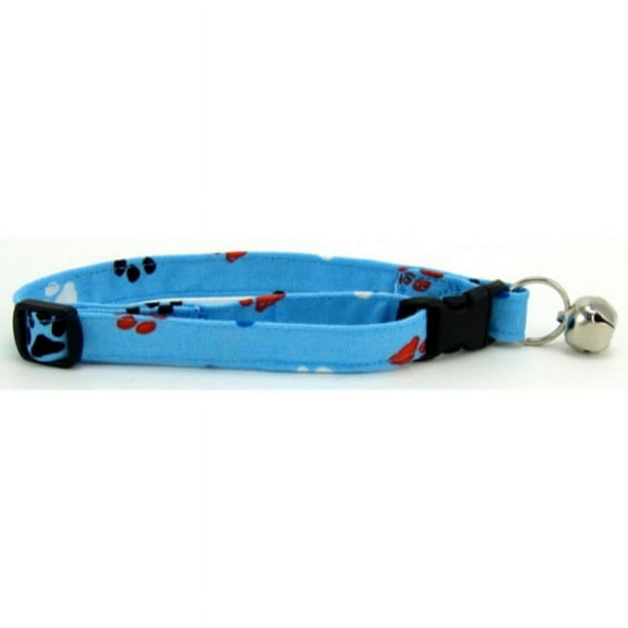 Aqua Red, White & Blue Paws Cat Collar