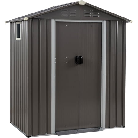 5x3 FT Metal Outdoor Garden Storage Shed,Waterproof Metal Garden Sheds with Window and Lockable Double Door,Weather Resistant Steel Tool Storage House Shed forPatio,Lawn
