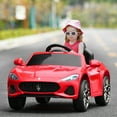 thumbnail image 3 of Gymax 12V Kids Ride On Car Maserati GranCabrio Licensed w/ Remote Control& Lights Red, 3 of 10