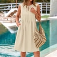 thumbnail image 2 of Aellinatey Womens Mini Dress Sleeveless Cute Bow Tie Front Loose Pleated Casual Short Dresses Pockets, 2 of 9