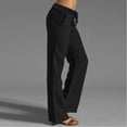 thumbnail image 5 of Jxximdong Pants for Women Casual Straight Leg Elastic Waisted Drawstring Linen Pants Comfy Solid Long Trousers With Pockets Black L Trousers, 5 of 7