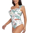 thumbnail image 3 of Yiaed Music Lover Dinosaur Print Women One Piece Swimsuits Tummy Control One Shoulder Bathing Suits Pattern Ruffle Swimwear-XX-Large, 3 of 8