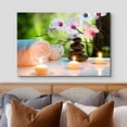 thumbnail image 3 of Romantic Candles and Blooming Cherry Blossoms in a Spa 24 in x 16 in Photography Canvas Art Print, by Wall26, 3 of 5