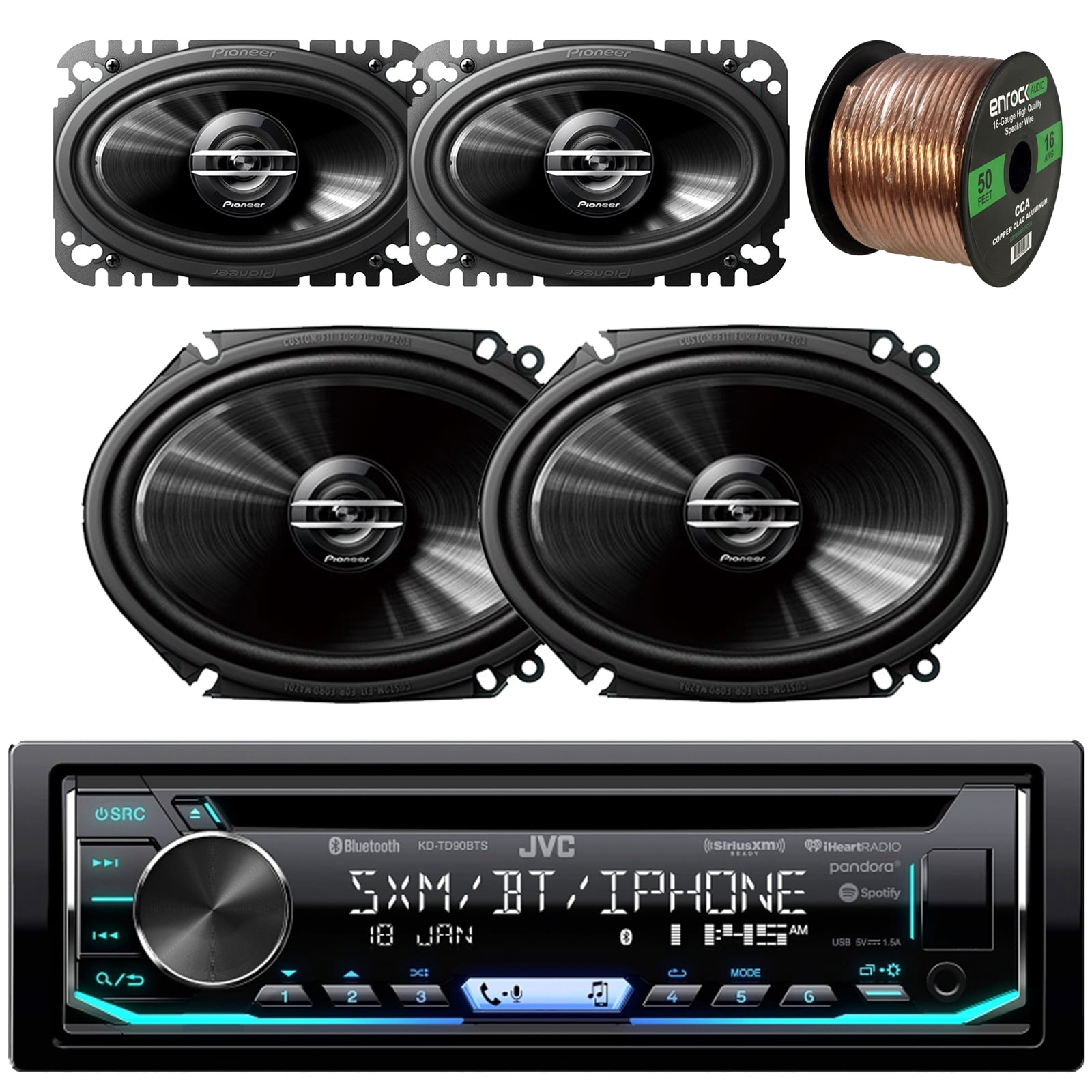 JVC Single DIN Bluetooth InDash CD/AM/FM Car Stereo with Pioneer 250W