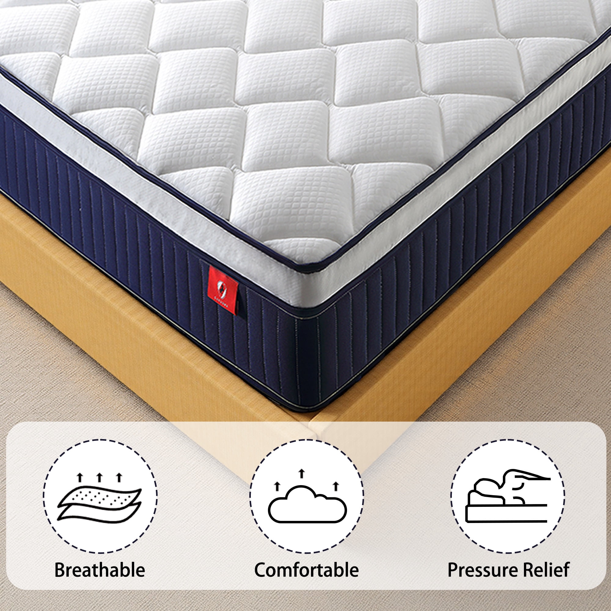 10" Hybrid Mattress in a Box with Gel Memory Foam, Medium Firm,Adult,Twin XL