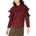 thumbnail image 1 of Sage The Label Womens Ruffle Sleeve Button Down Blouse, Black, X-Small, 1 of 1