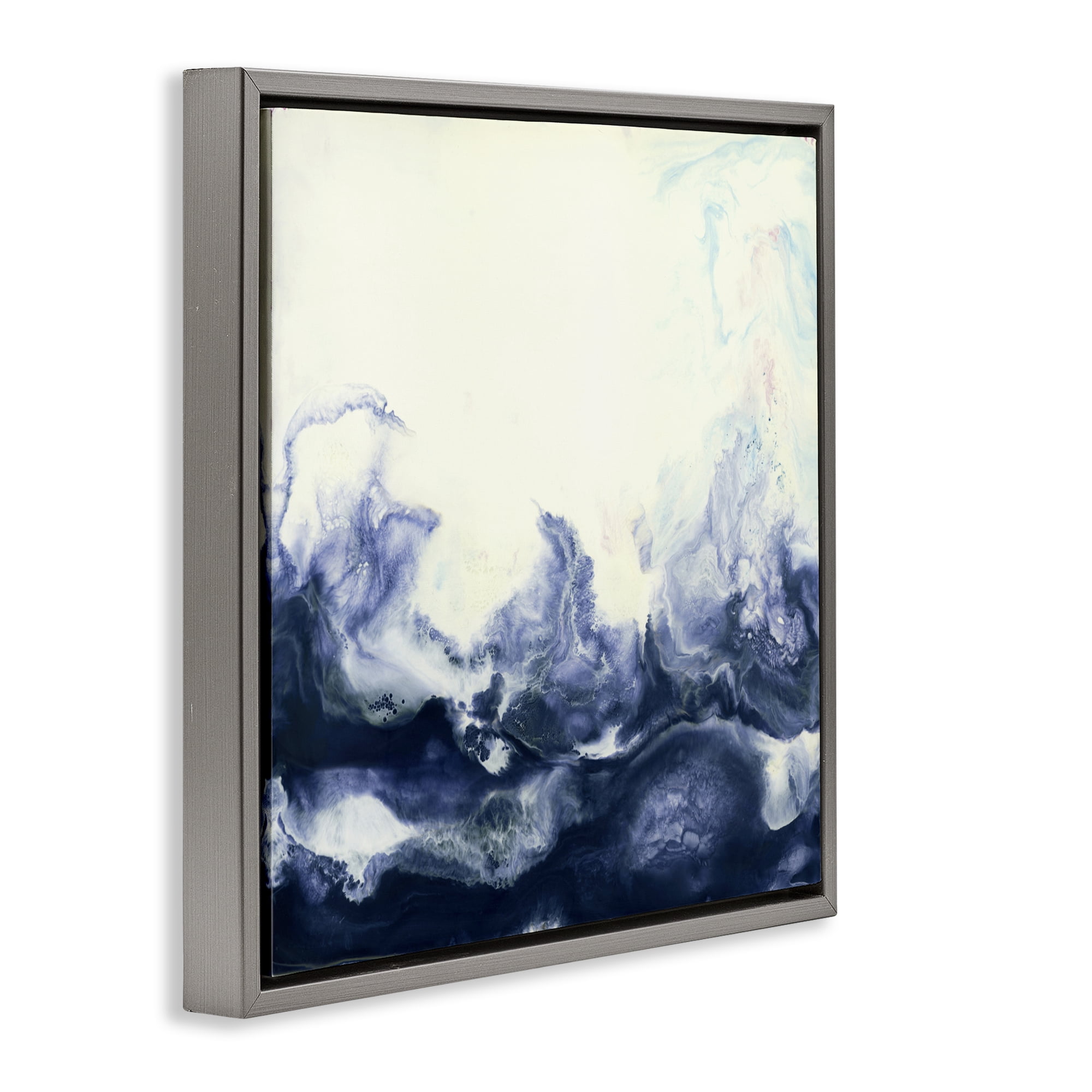 Stupell Industries Oceanic Fluid Swirl Gray Framed Floater Canvas Wall Art, design by Laura Van Horne