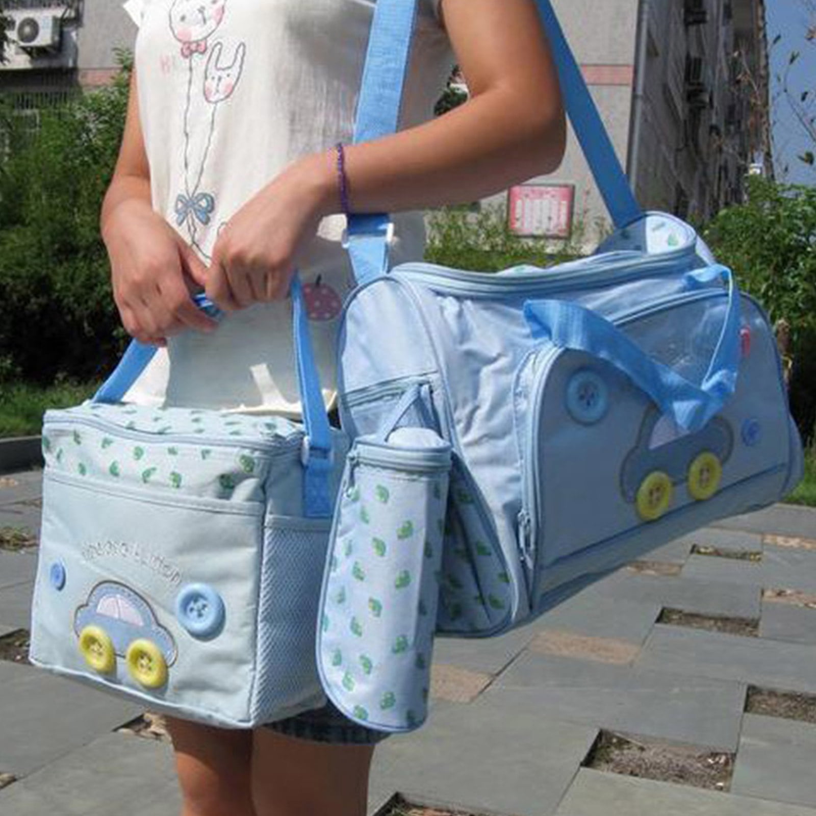 Pack of 4 Baby Changing Bag Set Portable Baby Diaper Bags with Multiple Compartments and Comfortable Straps
