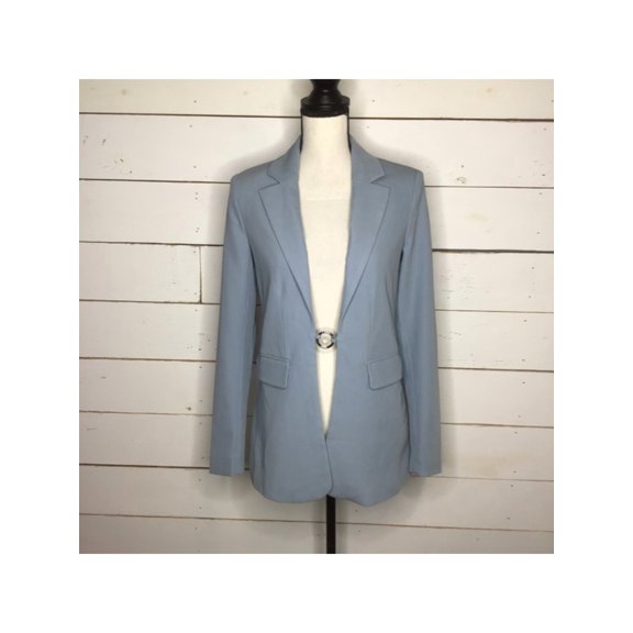 Danielle Bernstein Womens Split Ring Detail Business Blazer Blue L