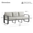 thumbnail image 5 of ReNest 4-Piece Patio Conversation Set, Aluminum Wood-Grain Outdoor Furniture with 3-Seater Sofa, Water-Repellent Olefin Cushions, 5 of 8